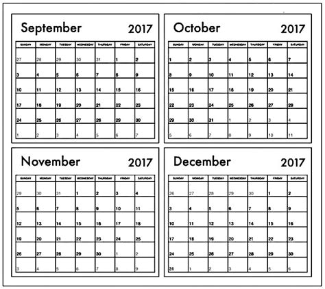 Calendar For 2017 November And December